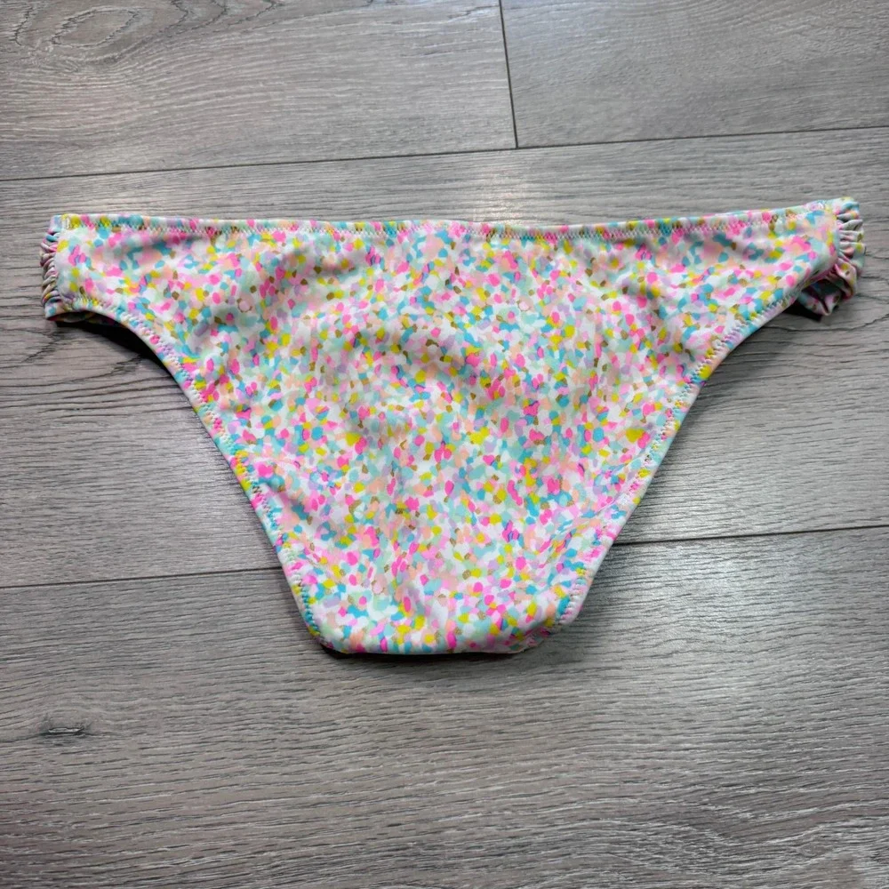 Victoria's Secret‎ Multicolor Confetti Ruched Bikini Bottom Gold Foil Small S